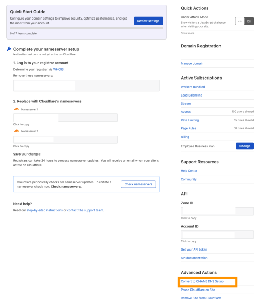 On your domain&rsquo;s overview page, click Convert to CNAME DNS Setup